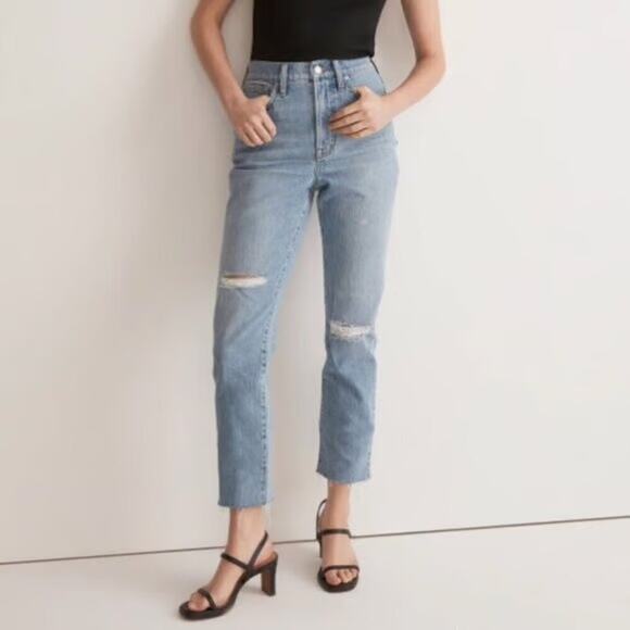 Madewell The Perfect Vintage Jeans Size 28 Distressed Straight Leg Denim - Picture 1 of 12